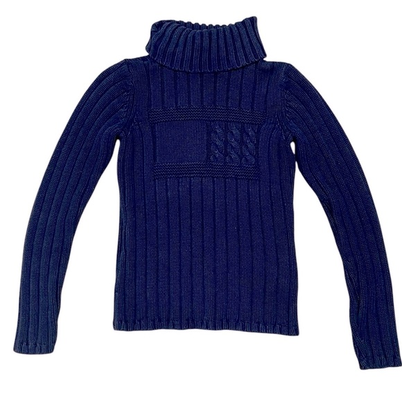 TOMMY HILFIGER Y2K 2002 Chunky Cable Knit Turtleneck Sweater Made in Japan S - Picture 1 of 9